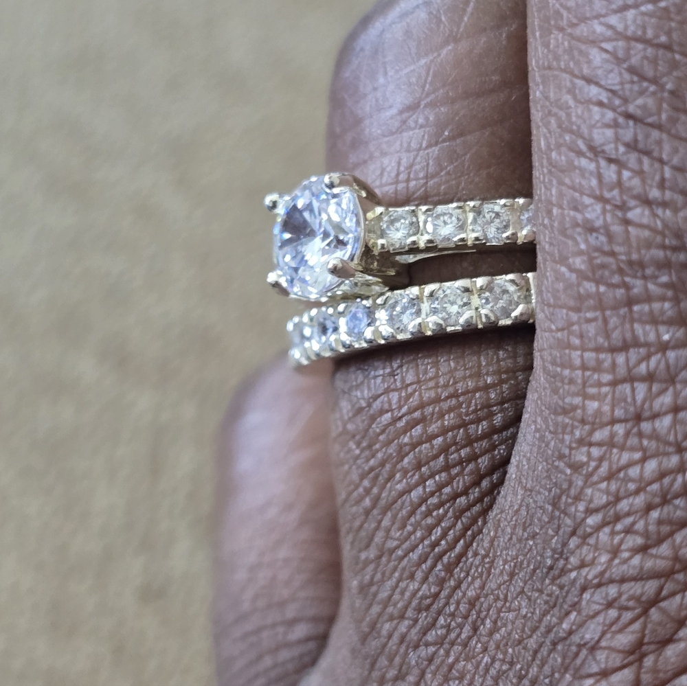 Macy's Women Bridal Set Engagemeng Ring  Sz 8 New Cubic Sterling Silver New - Picture 7 of 10